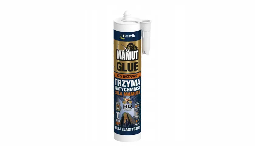 Bostik Mamut Glue - klej do paneli ściennych o natychmiastowej sile mamuta. Elastyczny, HD Polymer Technology.